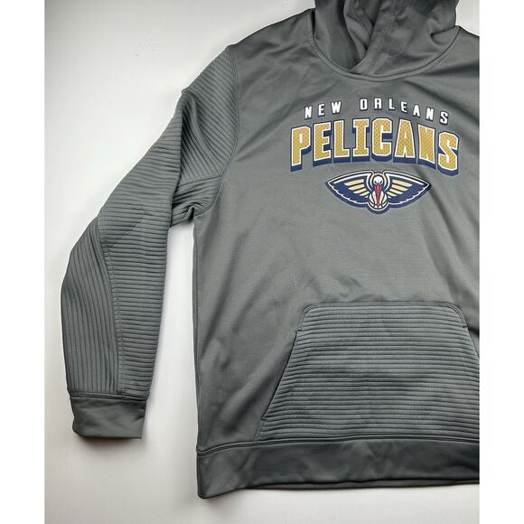 New Orleans Pelicans NBA Brand TX3 Warm Hoodie Sweatshirt Size Large Gray Logo - Picture 6 of 11